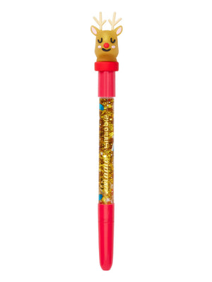Smiggle – Glitzer-Kugelschreiber mit Rentier-Weihnachtsmotiv