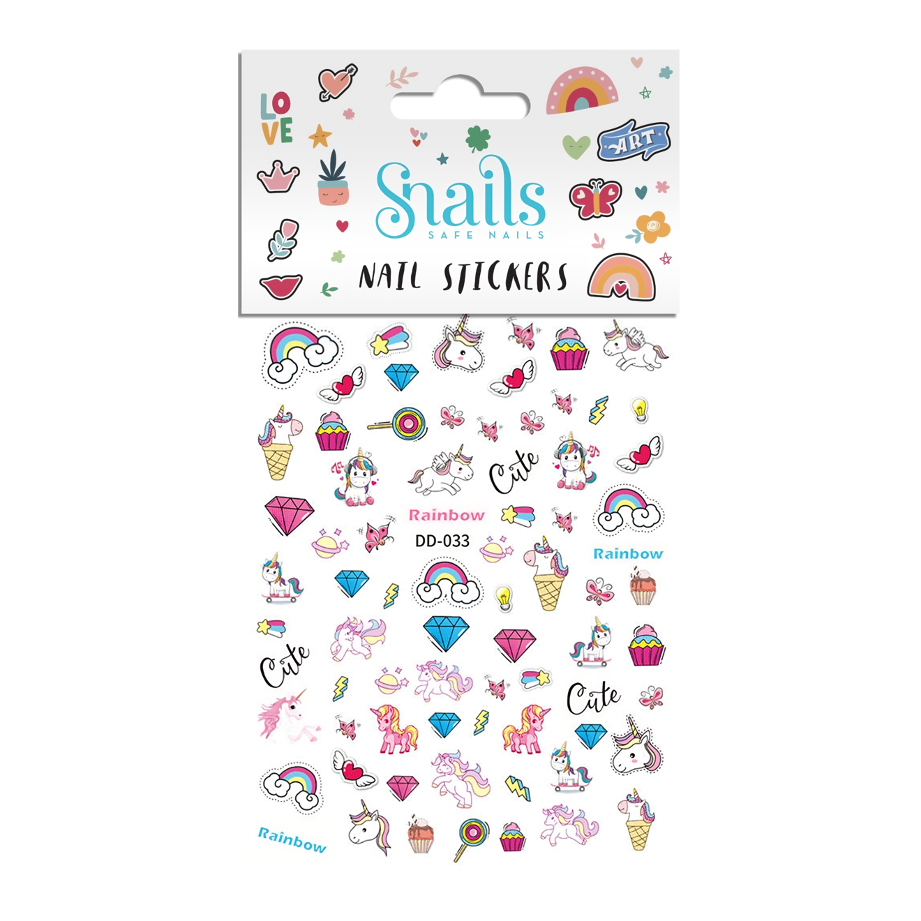 Snails - Kinder Nagelsticker Set - Einhorn Regenbogen