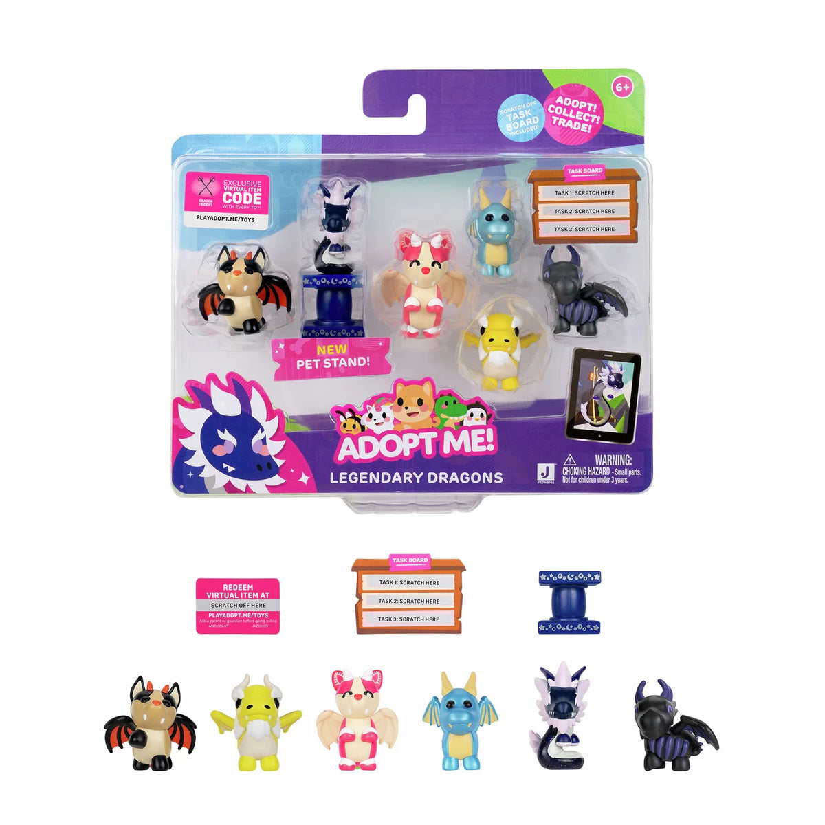 Squishmallows - Adopt Me! 6er Pack legendäre Drachen Spielfiguren