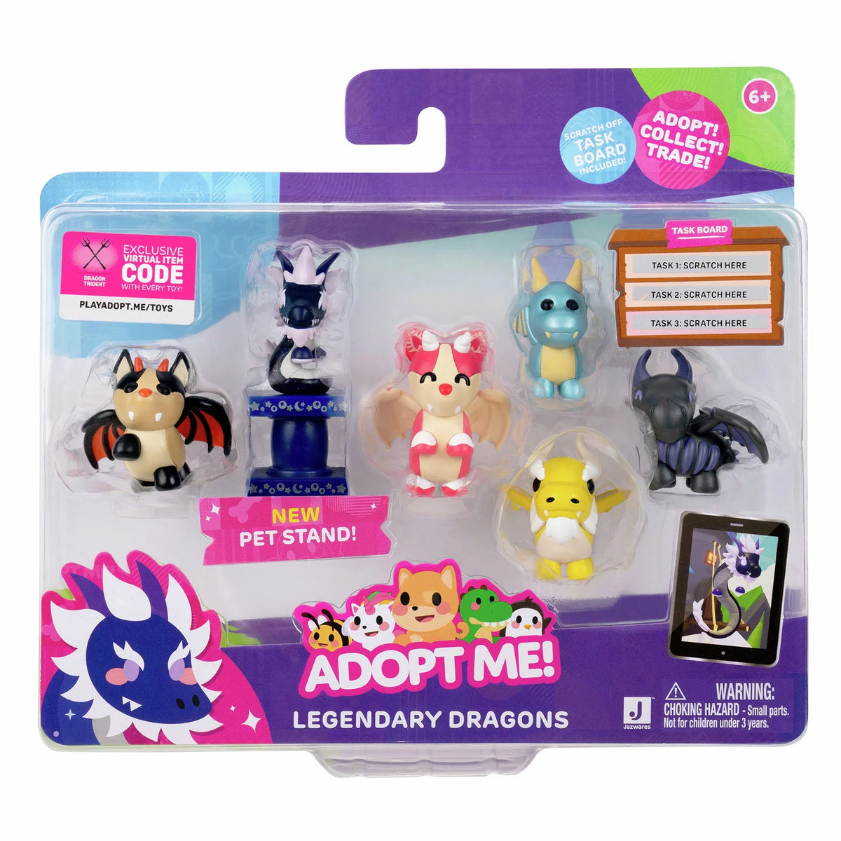 Squishmallows - Adopt Me! 6er Pack legendäre Drachen Spielfiguren
