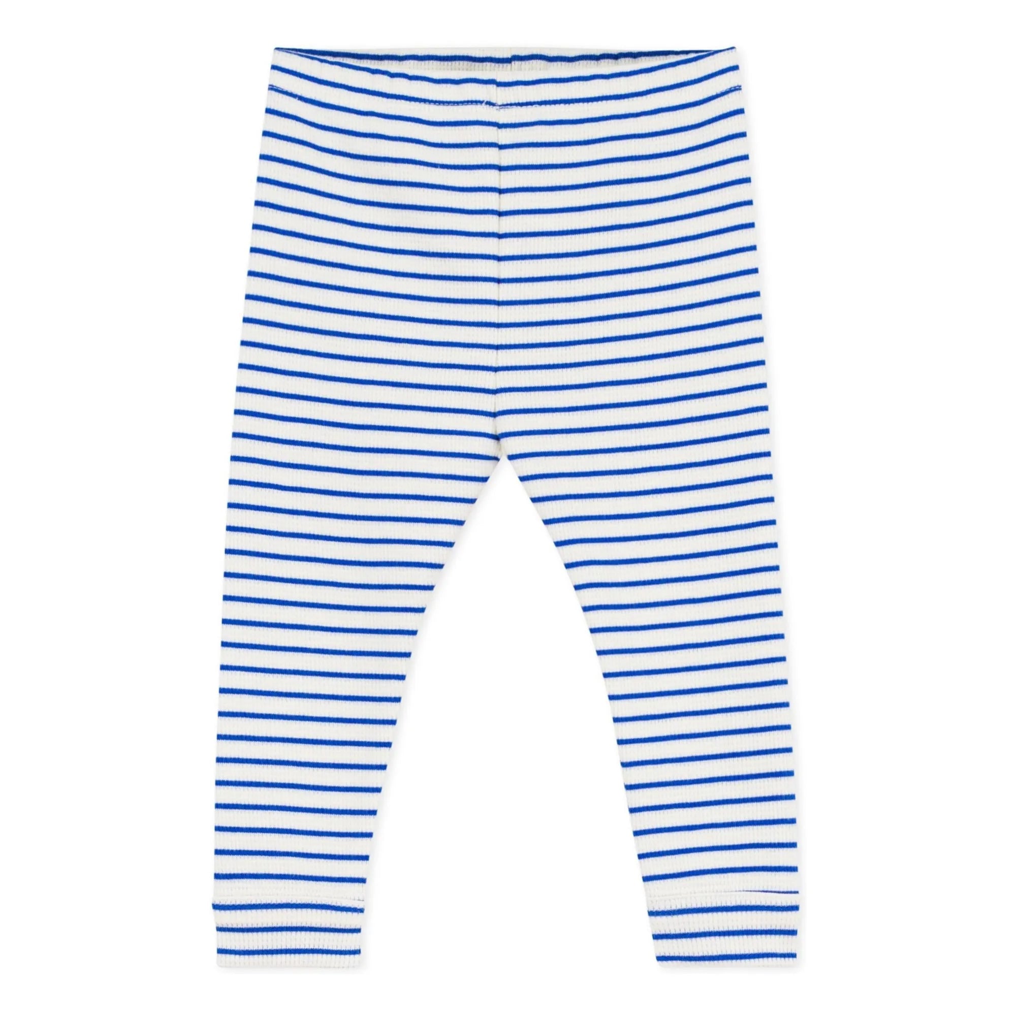 Petit Bateau - Gestreifte Leggings Waffelstrick | Blau