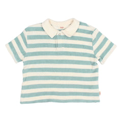 Búho - Gestreiftes Bio-Baumwoll Polo-Shirt | Wassergrün