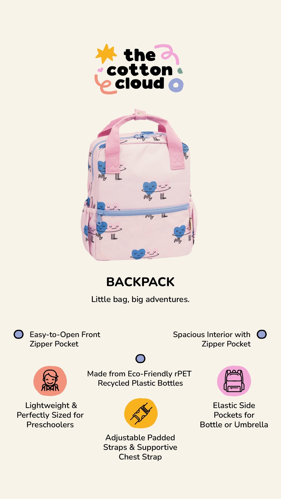 The Cotton Cloud - Funky Dogs Kindergarten und Vorschule Rucksack