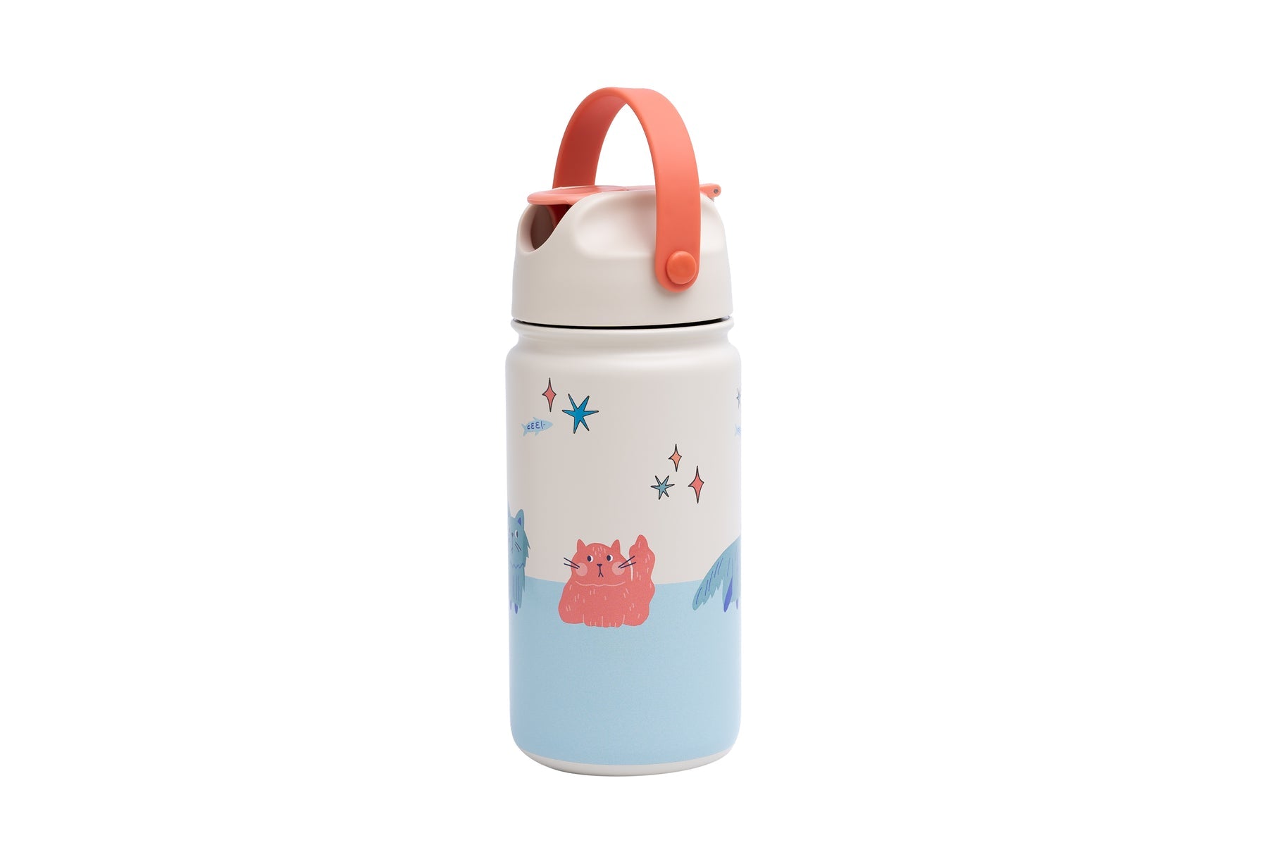 The Cotton Cloud - Meowful Cats 420ML Edelstahl-Trinkflasche mit verstecktem Trinkhalm