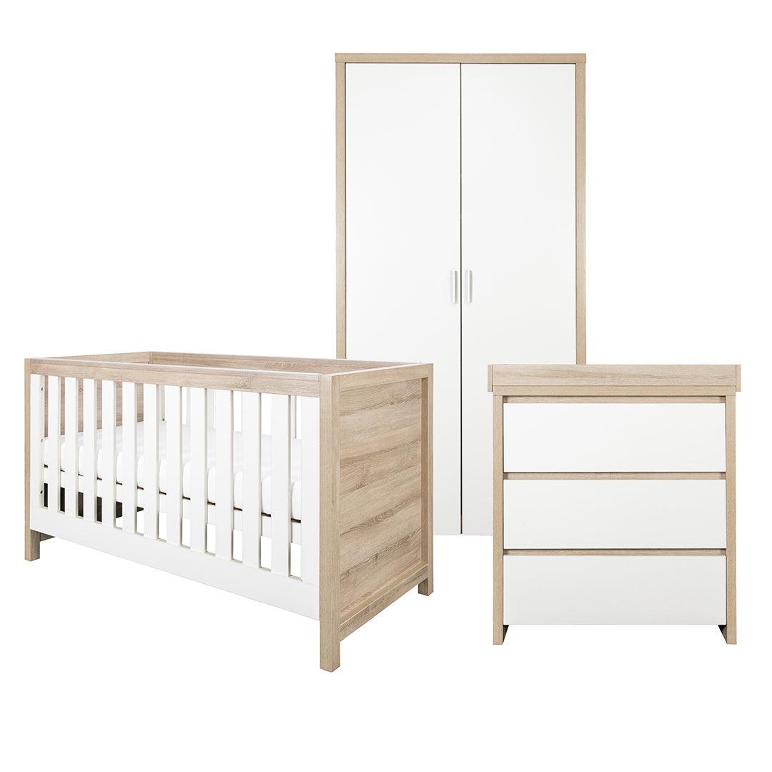 Tutti Bambini Modena 3 Piece Room Set - White/Oak-Nursery Sets-White/Oak-Without Mattress | Natural Baby Shower