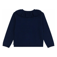 Petit Bateau - Wollstrickjacke mit Rüschen | Midnight Blue
