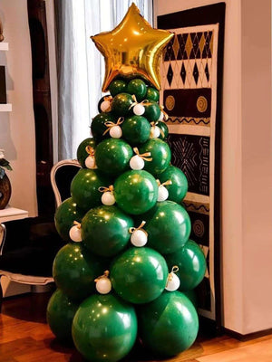 Neujahr – Weihnachten, 93 Stück, Mega-Großformat, stilvoller Neujahrs-Dekorationsballon mit Kiefernmotiv