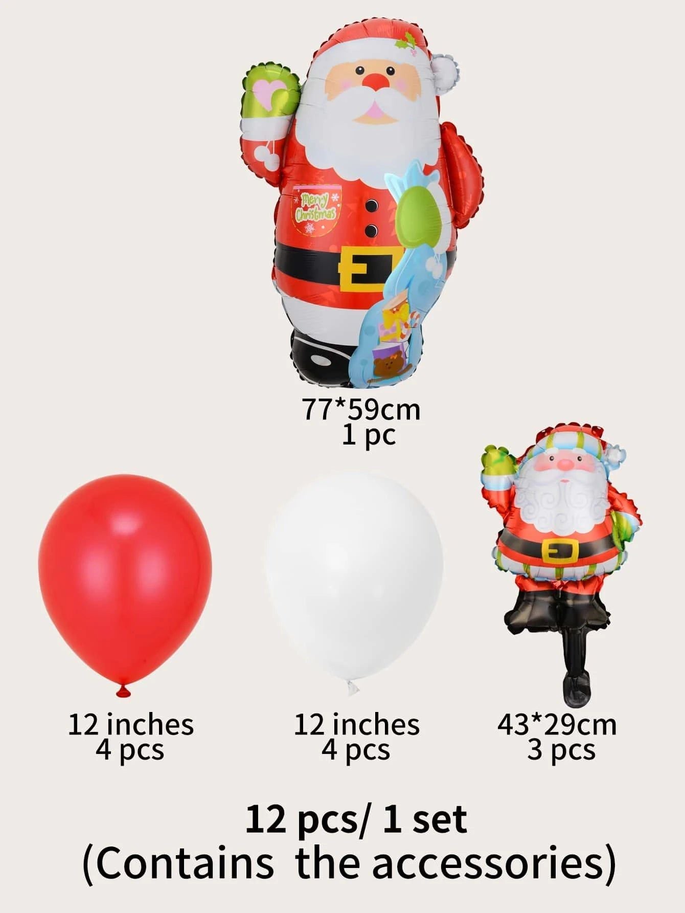 Neujahr – Deko-Luftballons-Set Weihnachtsmann und Neujahr, 12-teilig