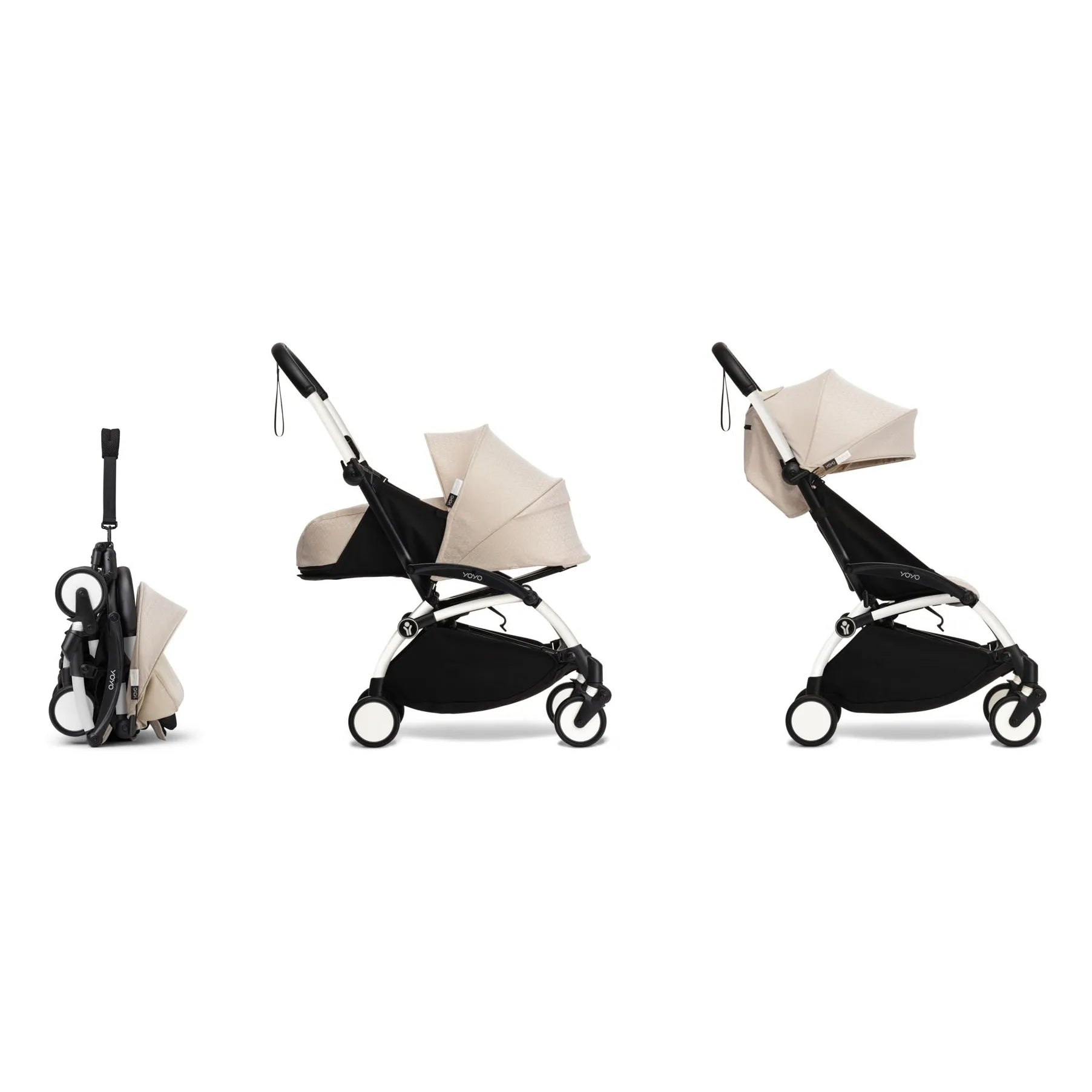 Stokke® - YOYO³ Bonpoint Komplett-Buggy 0+ und 6+ Weißer Rahmen | Beige