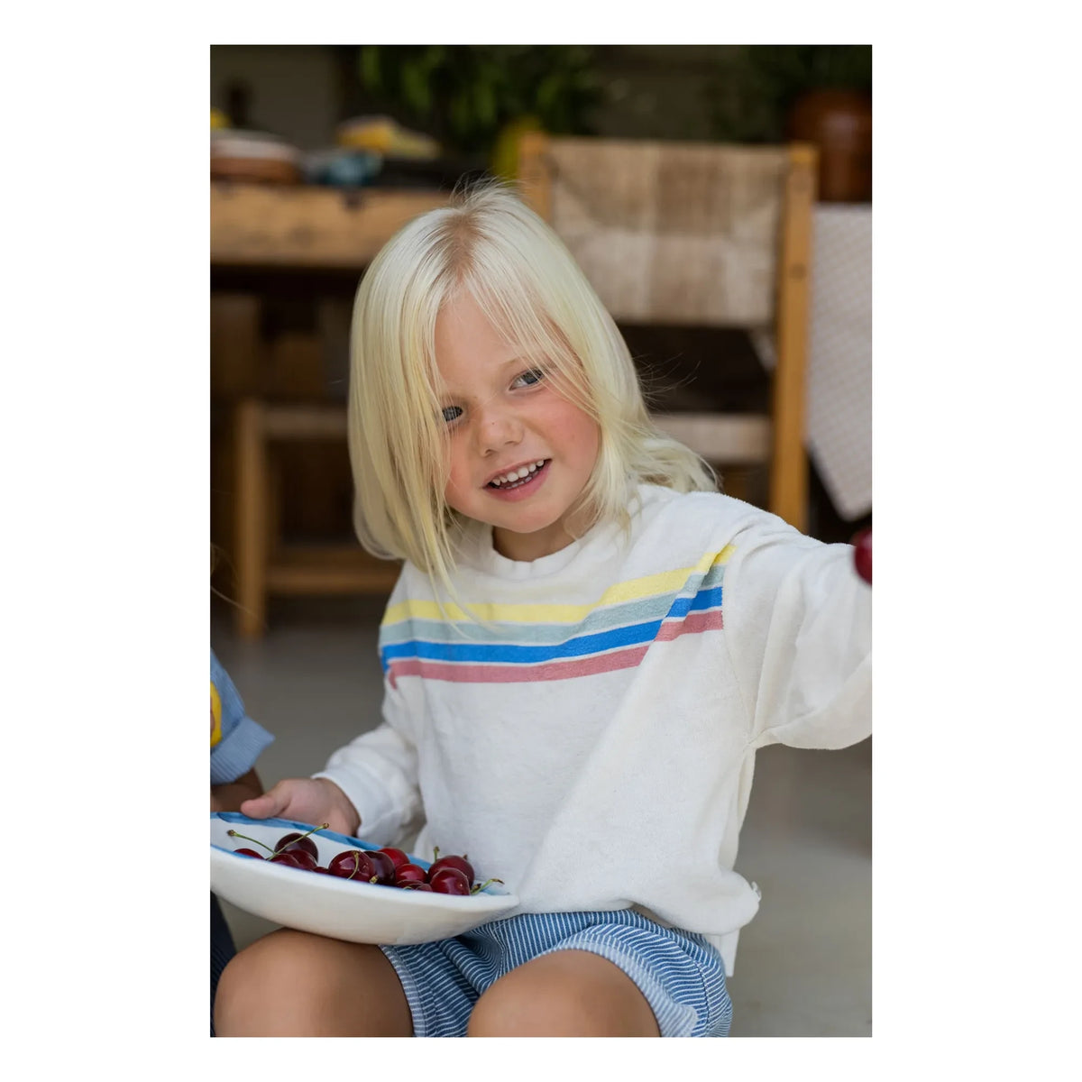1+ in the family - Santanyi Gestreiftes Frottee-Sweatshirt | Weiß