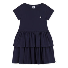 Petit Bateau - Organik Pamuk Kalp Elbise | Lacivert