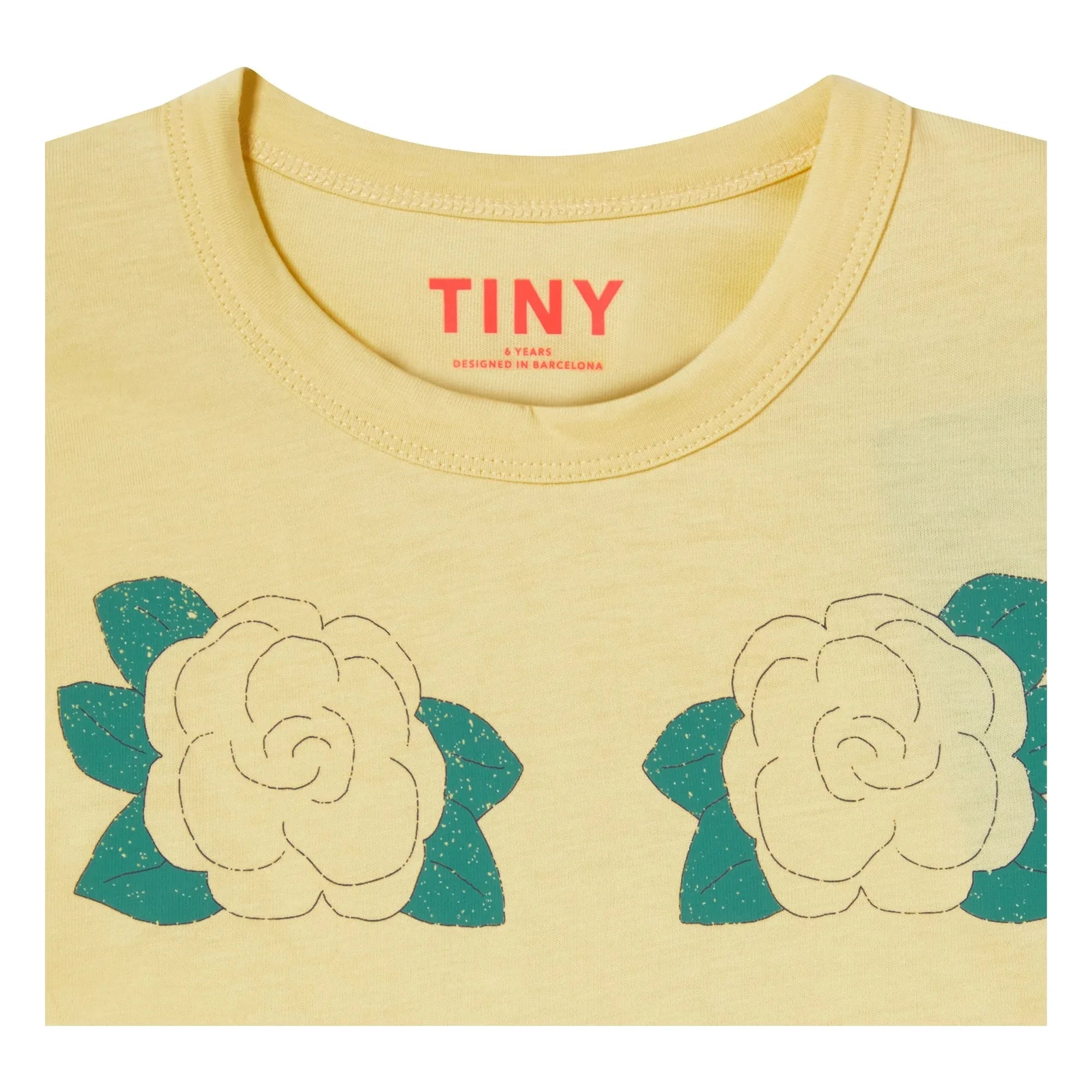 Tinycottons - Rosa Rüschen-T-Shirt aus Bio-Baumwolle | Blassgelb
