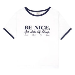 Sporty & Rich - Be Nice Geri Dönüştürülmüş Pamuk Kontrast Tişört | Beyaz