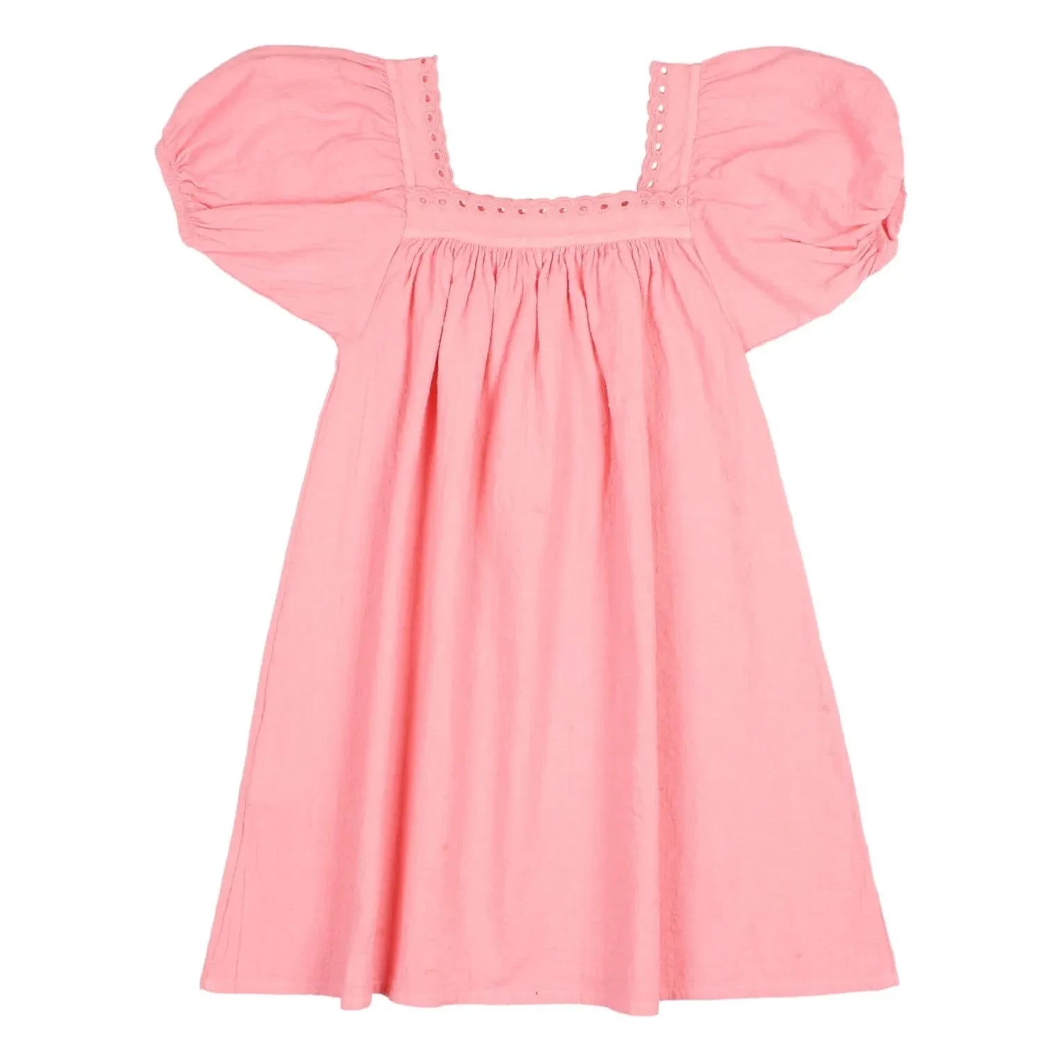 Búho - Kleid aus Bio-Baumwolle mit Festonsaum | Zuckerrosa