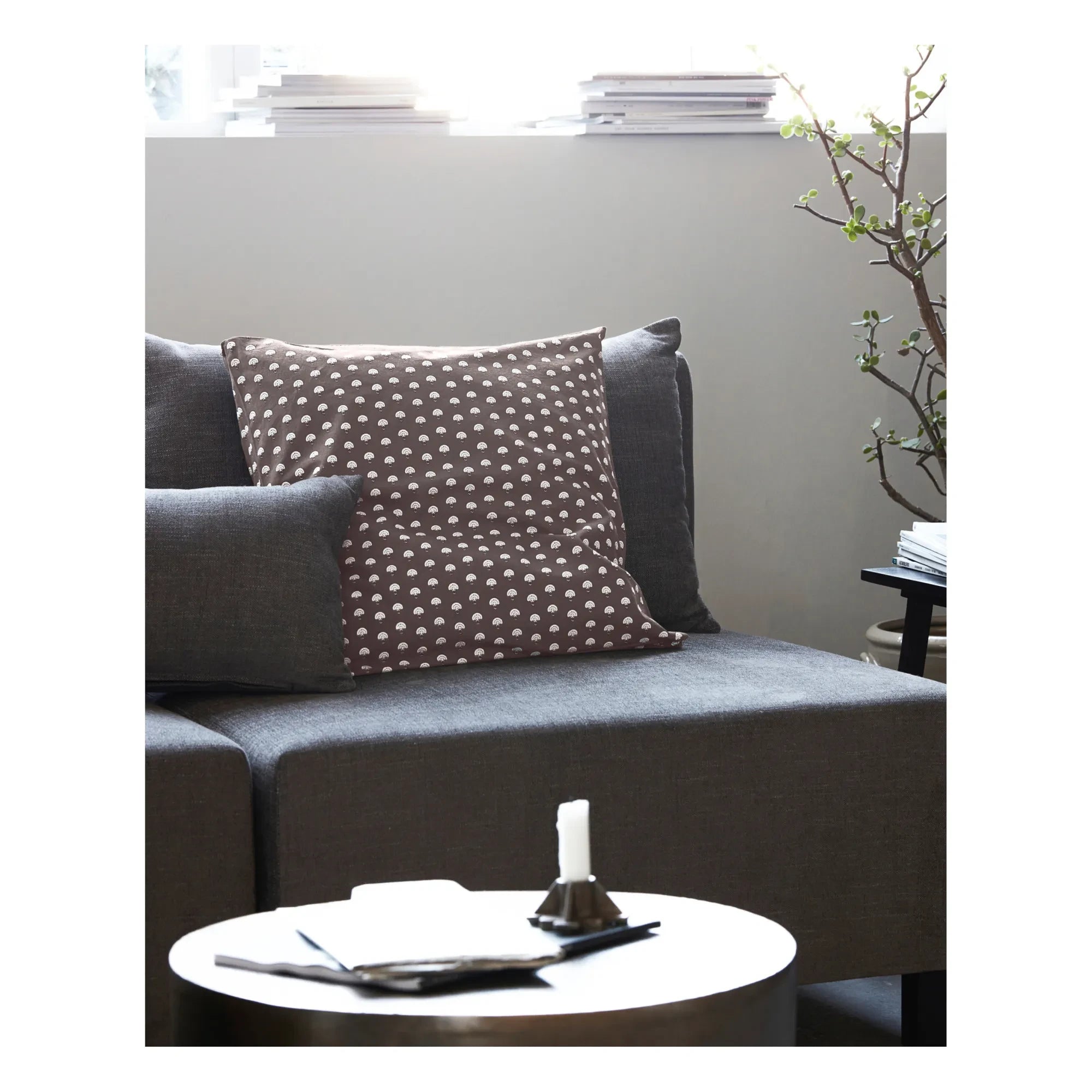 House Doctor - Kissenbezug aus Baumwolle, Schwarz | Grau