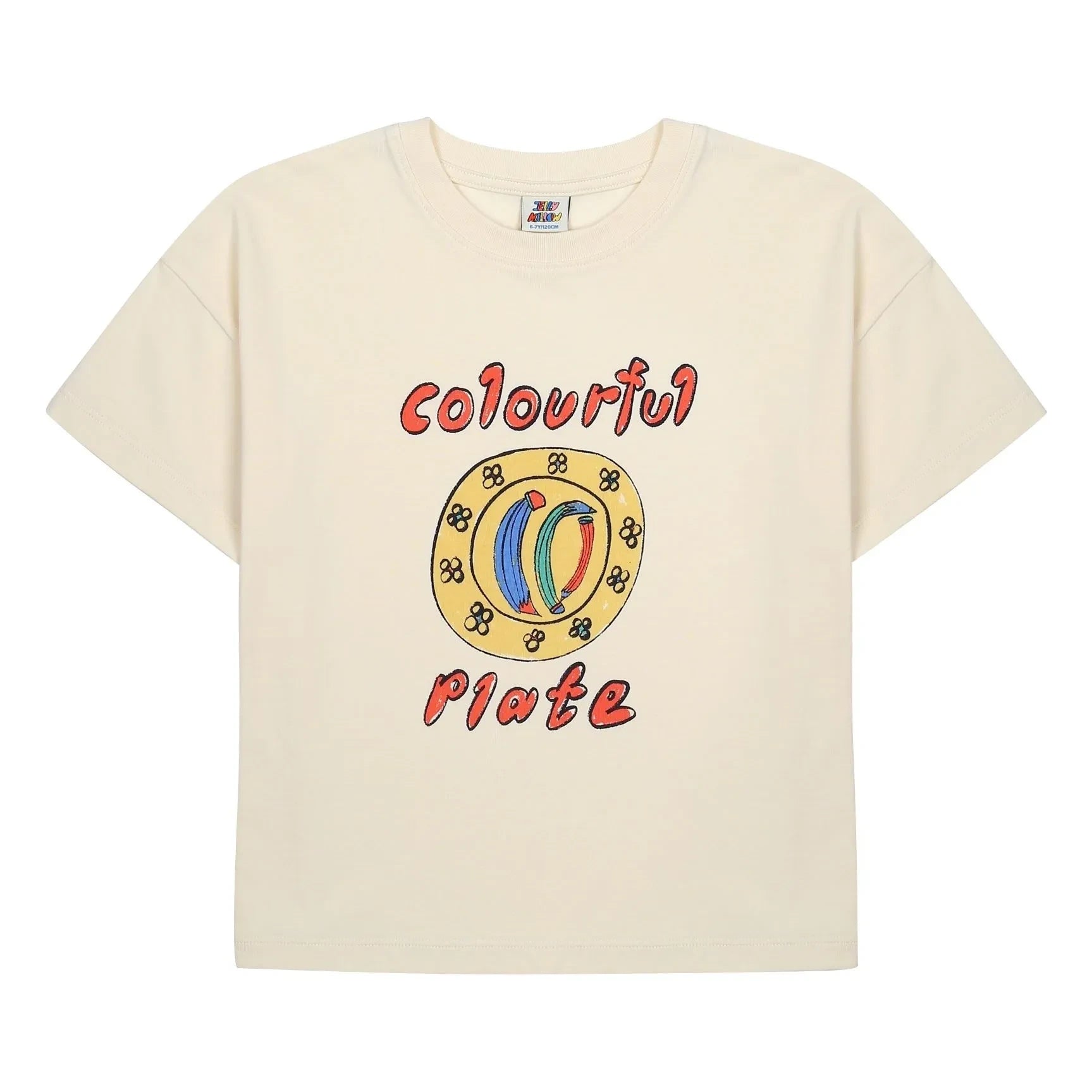 Jelly Mallow - Buntes Teller T-Shirt | Elfenbein