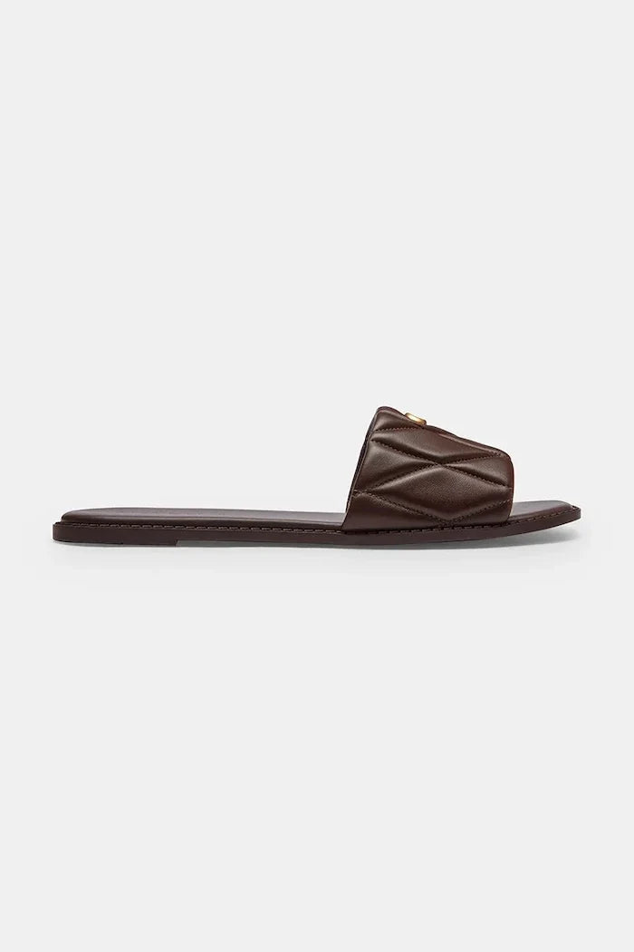 Coach Holly Quilted Leather Sandal kadın deri düz taban terlik