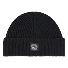 Stone Island - Logo Wollmütze | Schwarz