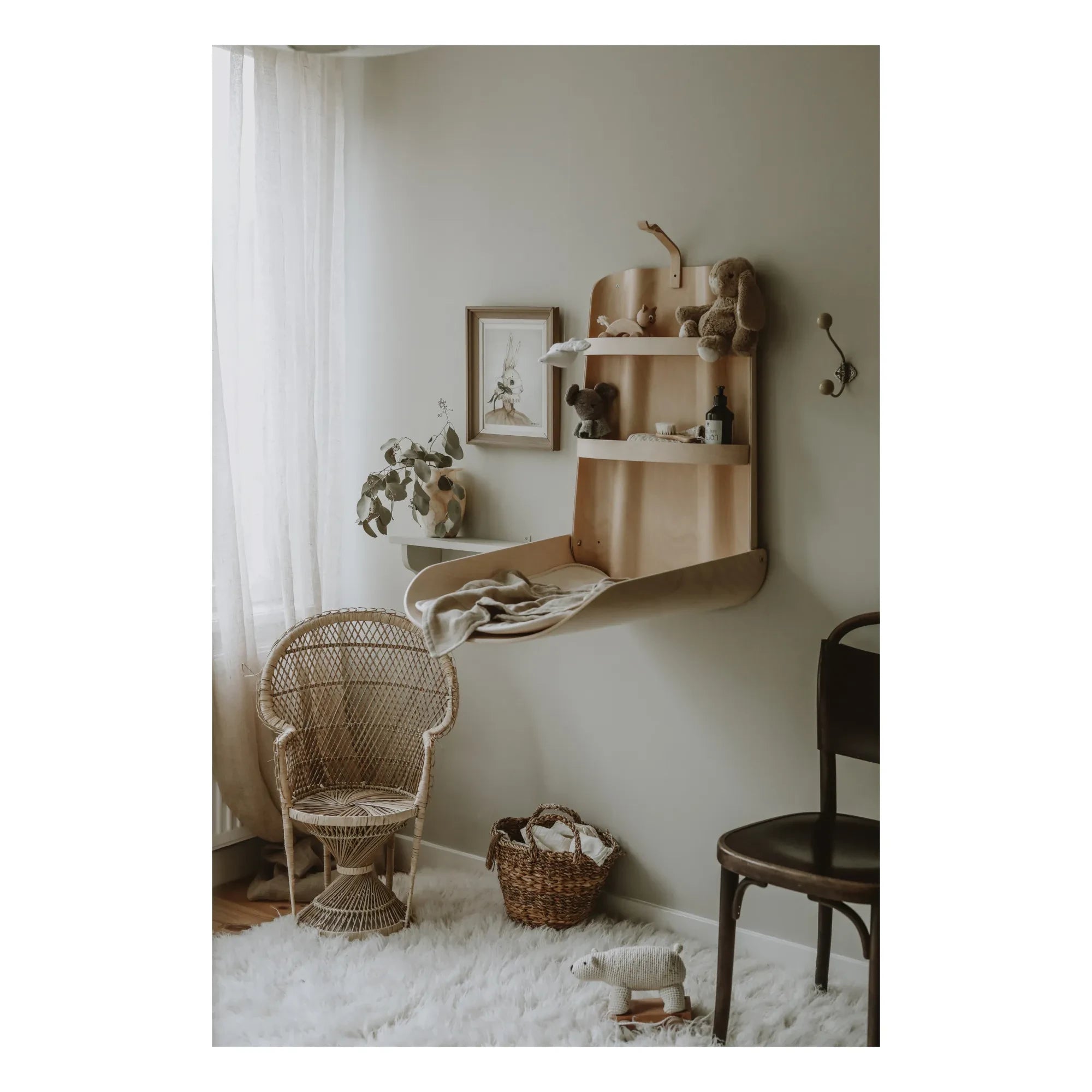 By BO design - Duvara monte alt değiştirme masası - doğal