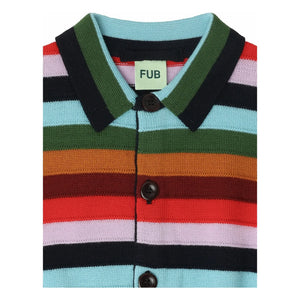 FUB - Çizgili Merino Yün Hırka | Lacivert