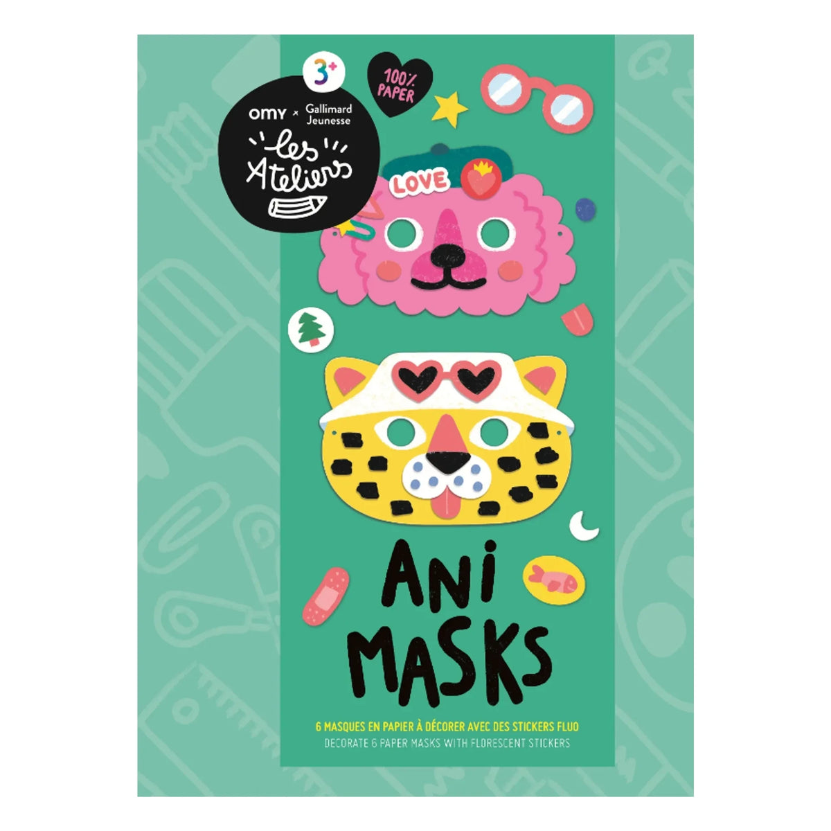 Omy x Gallimard Jeunesse – Dekorationsset mit 6 Tiermasken