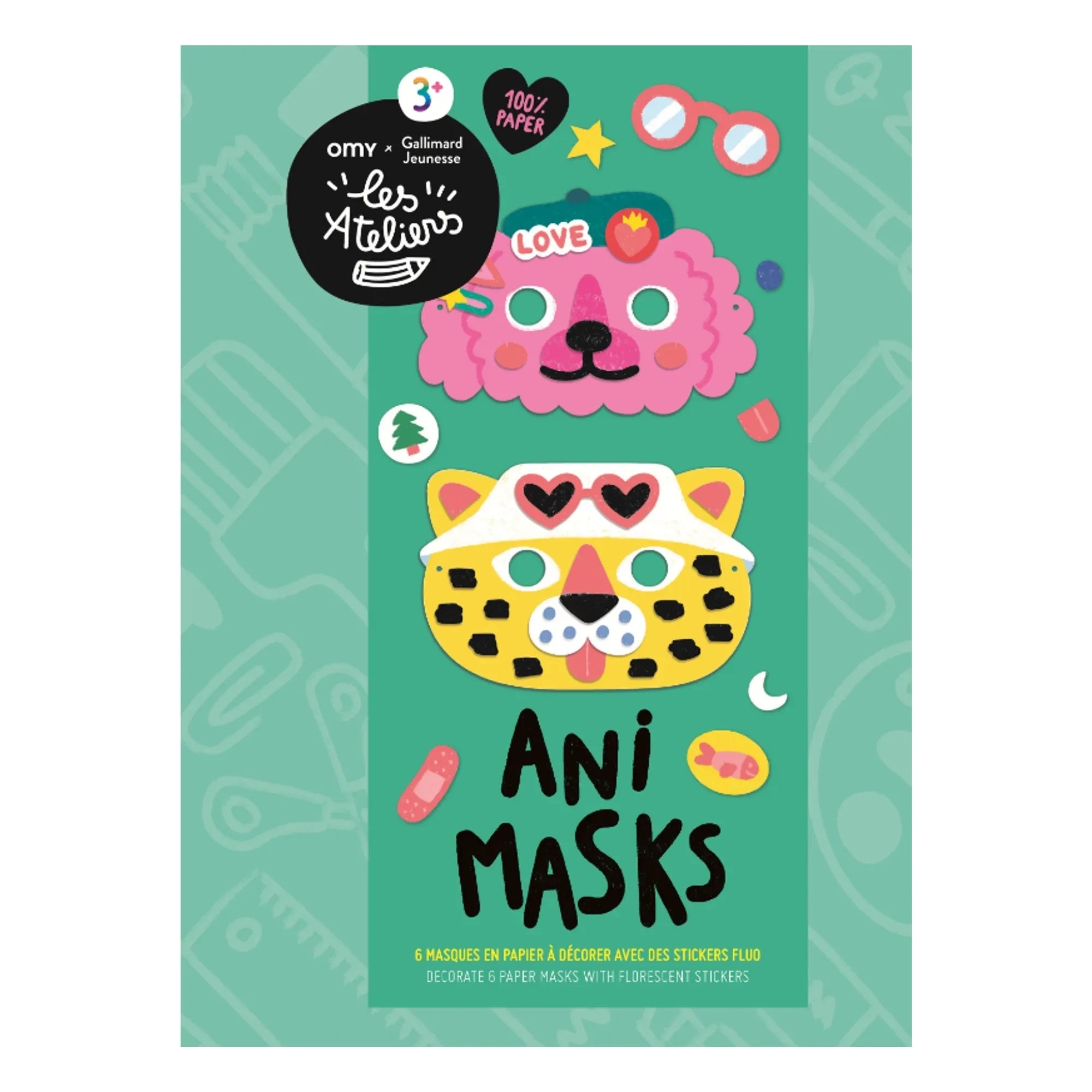 Omy x Gallimard Jeunesse – Dekorationsset mit 6 Tiermasken
