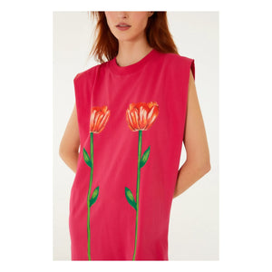 Farm Rio - Tropikal Pembe Pamuk Elbise | Pembe
