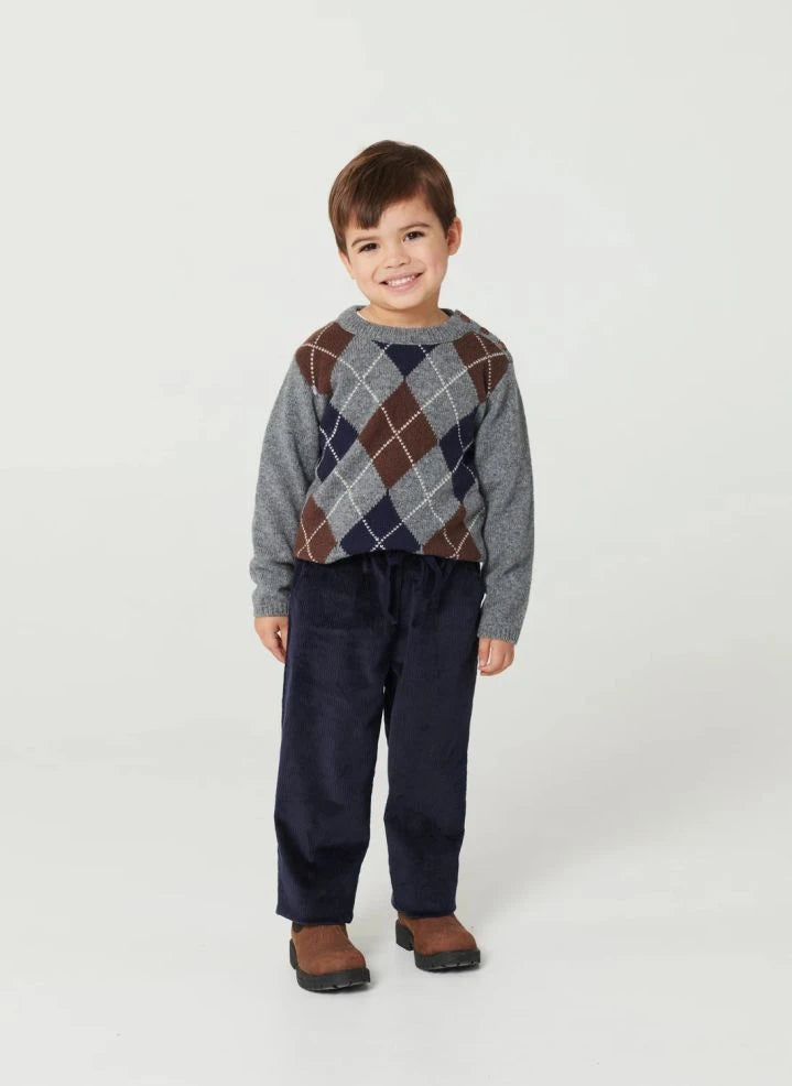 Copenhagen Colors - Gri Argyle Yün Kazak