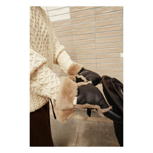 BINIBAMBA - Lammfell-Kinderwagenhandschuhe | Toast