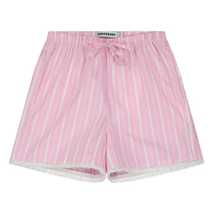 Tangerine – Gestreifte weite Shorts | Blassrosa