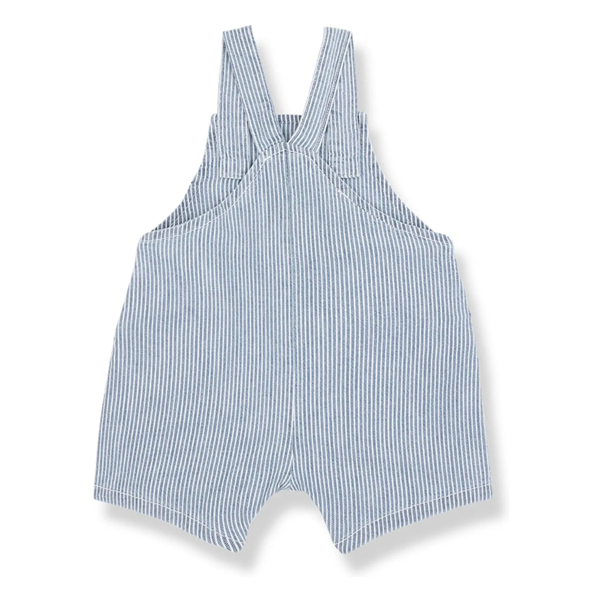 1+ in the family - Gestreifter Denim Talaies Strampler aus Bio-Baumwolle | Hellblau