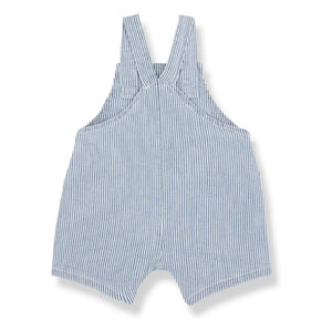 1+ in the family - Gestreifter Denim Talaies Strampler aus Bio-Baumwolle | Hellblau