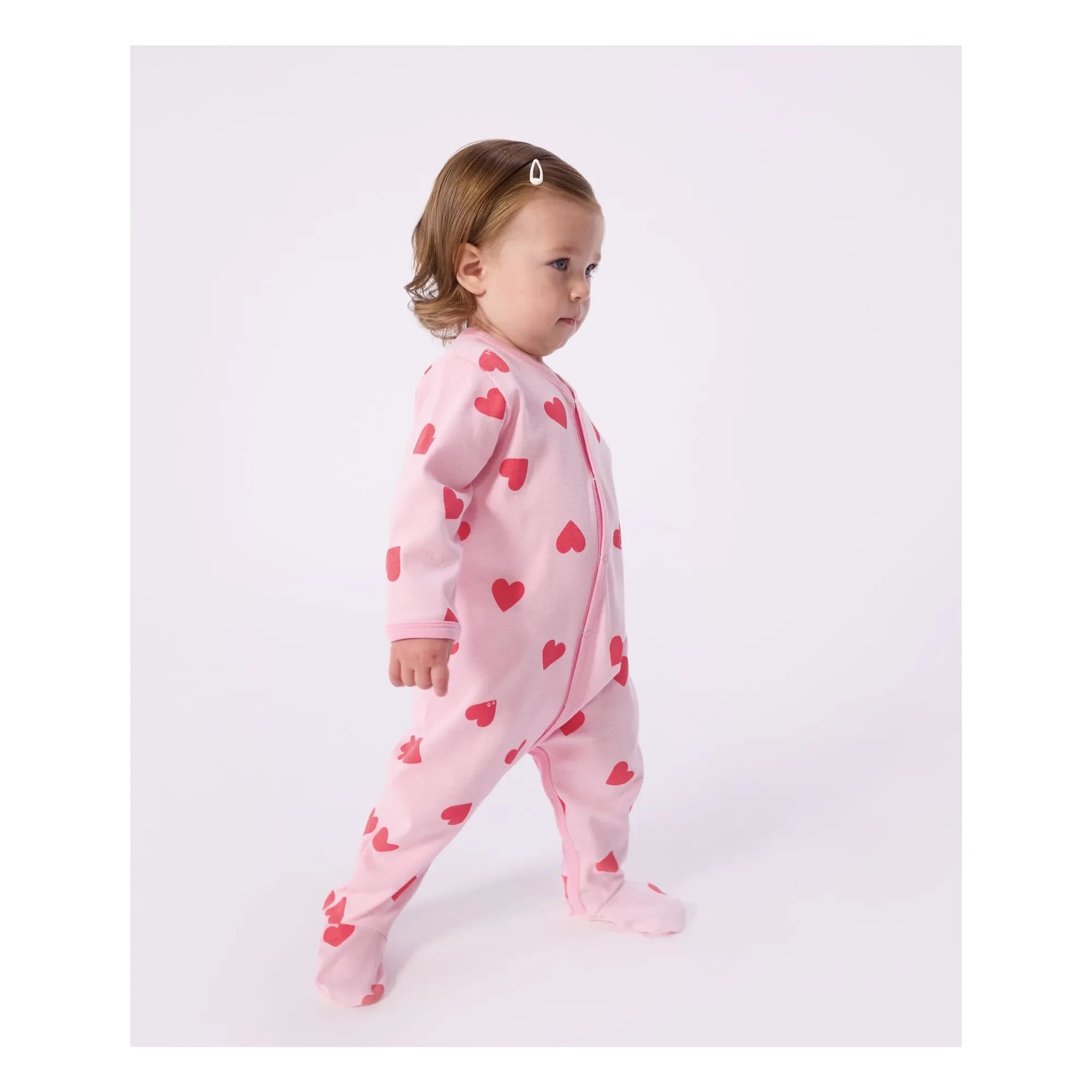 Petit Bateau - Gute Nacht Herzen PB Schlafanzug | Rosa
