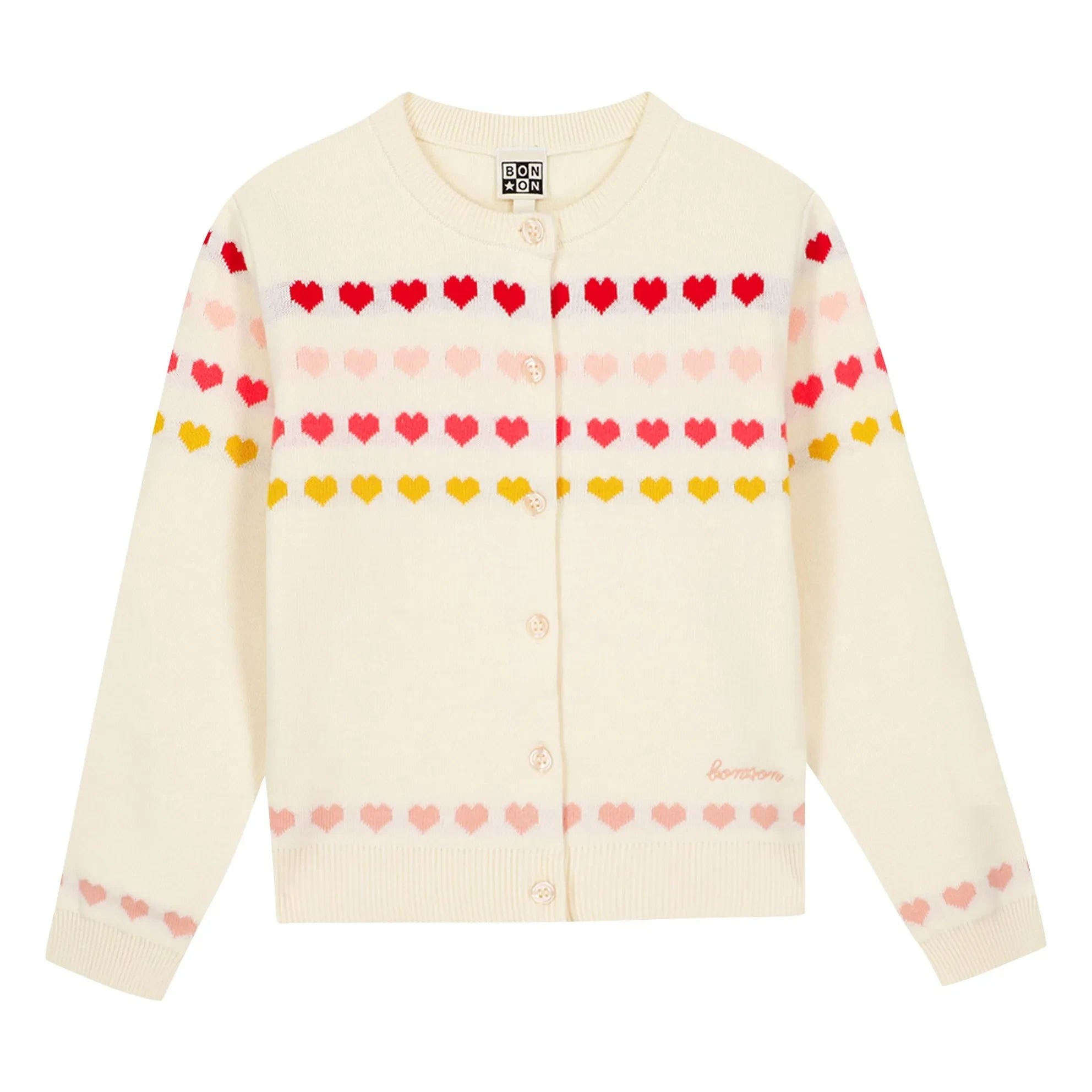 Bonton - Laligne Mini Hearts Strickjacke | Ecru