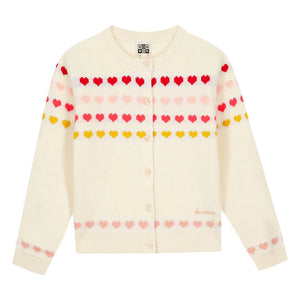 Bonton - Laligne Mini Hearts Strickjacke | Ecru