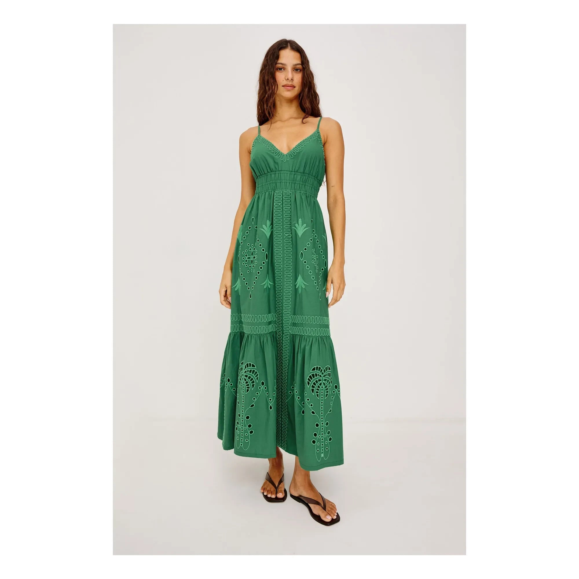 Rails - Blair Pamuk Poplin Nakışlı Elbise | Yeşil