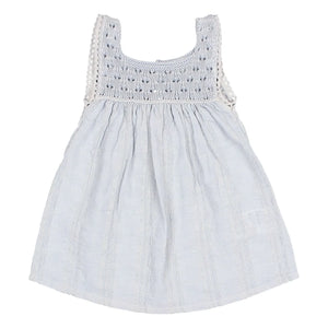 Búho - Boho Lurex Bio-Baumwollkleid | Hellblau