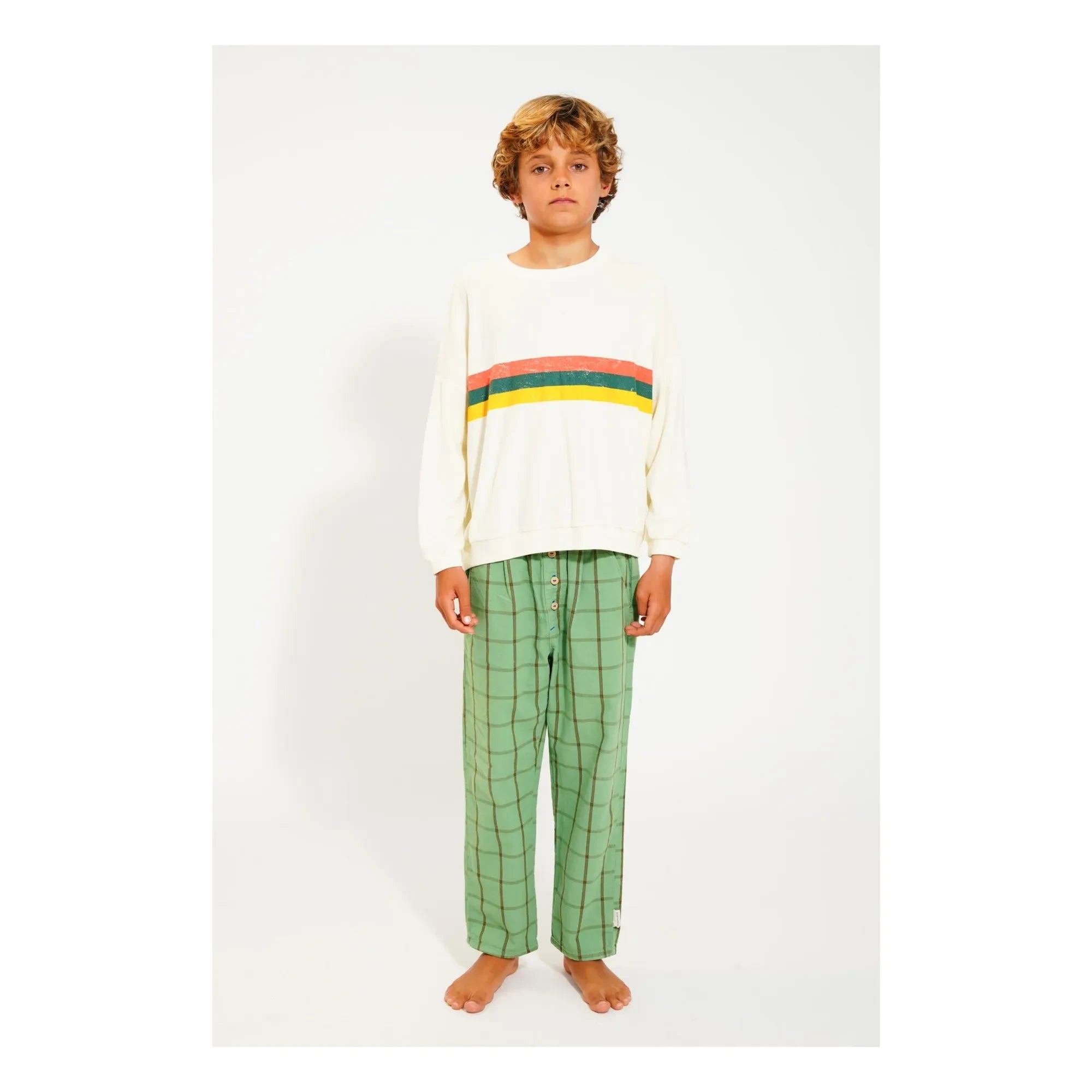 Piupiuchick - Organisches Terry Gestreiftes Sweatshirt | Ecru