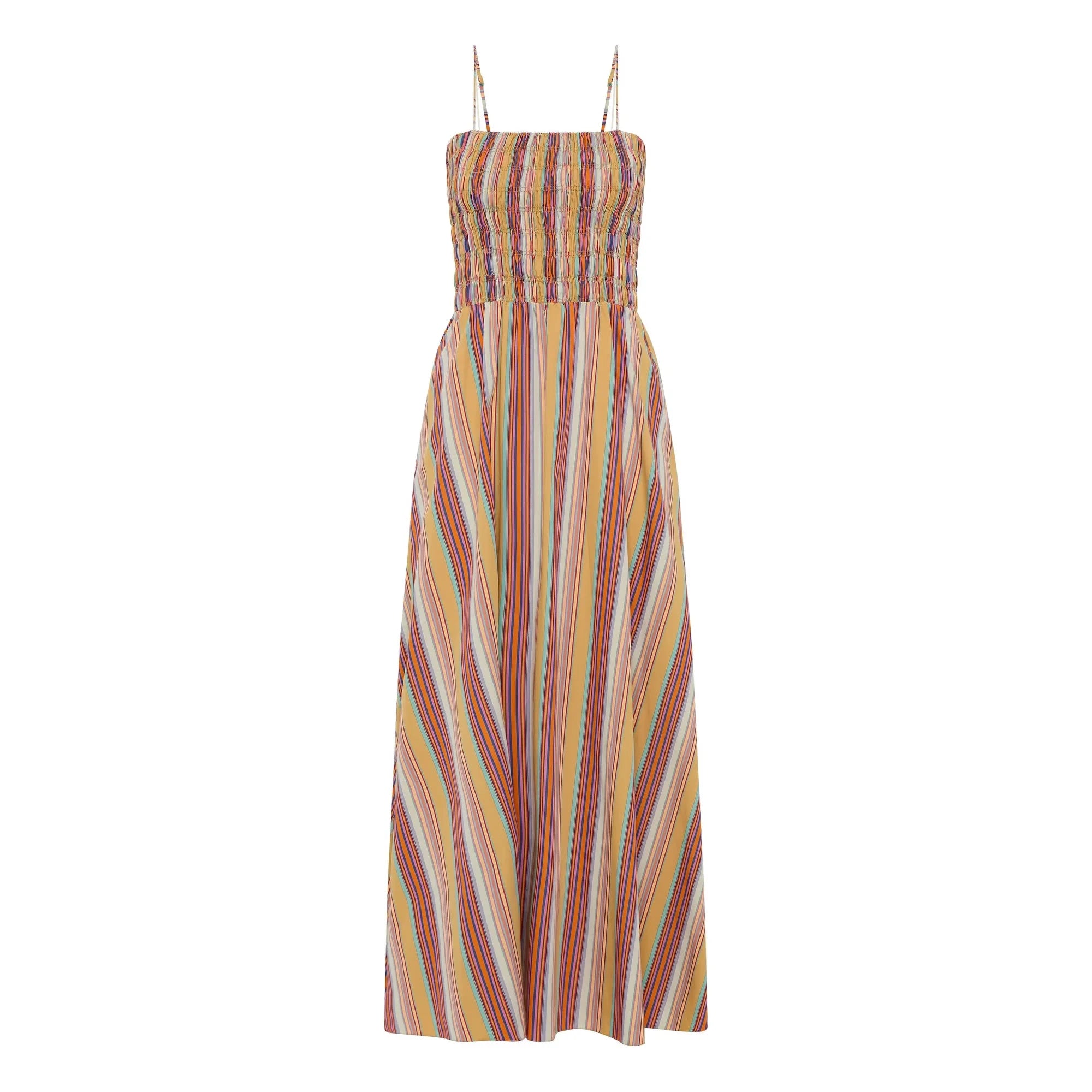 Faithfull the Brand – Anikken Gestreiftes Kleid | Ziegelrot