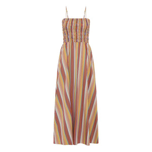 Faithfull the Brand – Anikken Gestreiftes Kleid | Ziegelrot