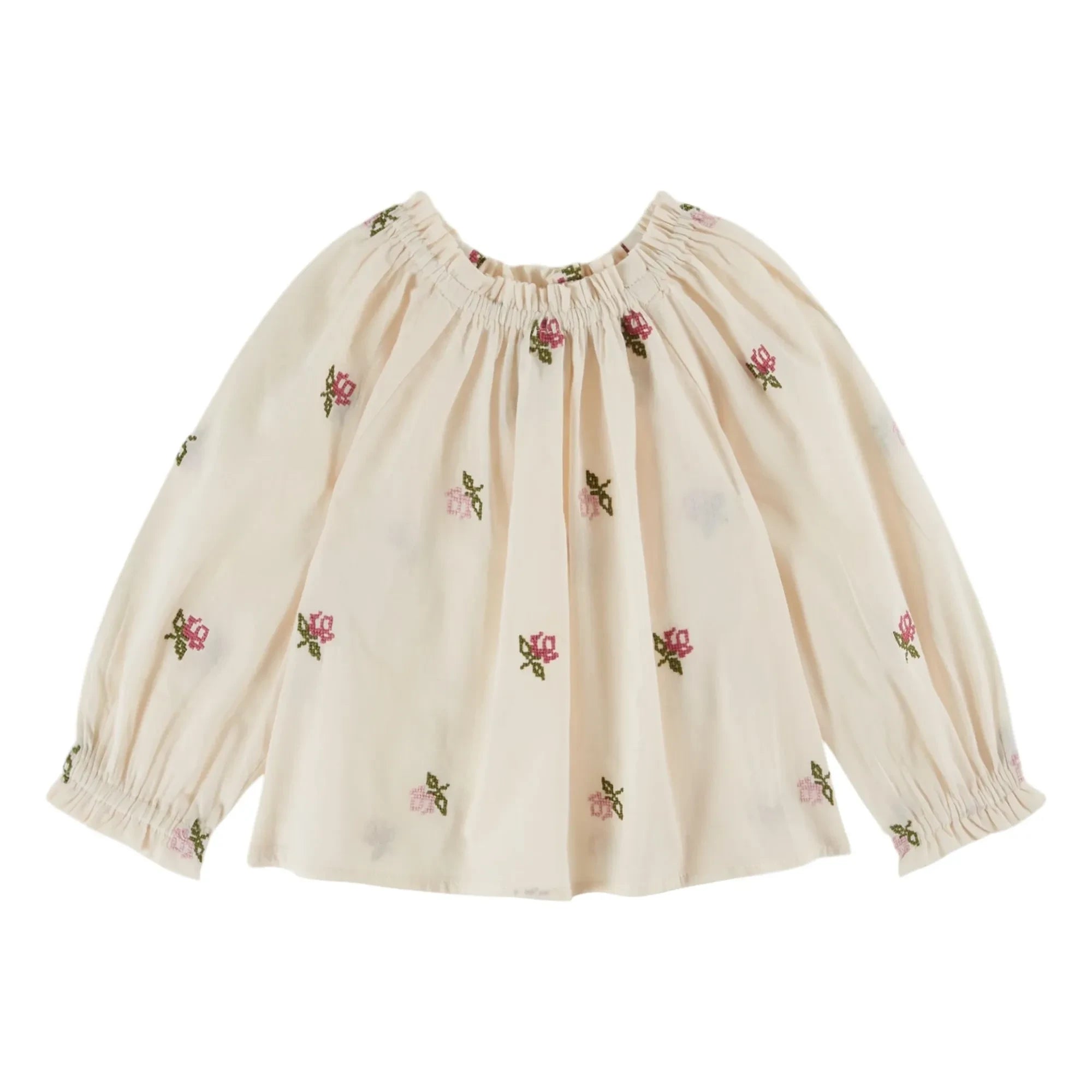 Emile et Ida - Bestickte Rosen Bluse | Creme