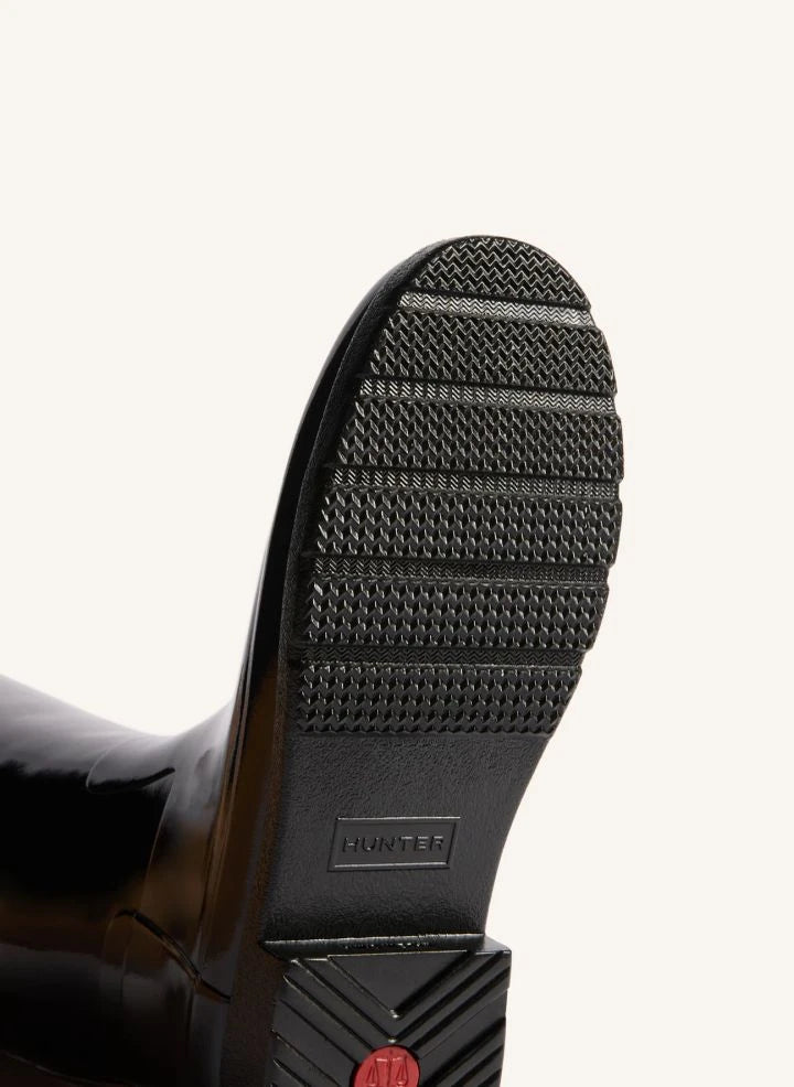 Hunter - Goldverzierte Leder Wellington Reitstiefel | Glänzend Schwarz