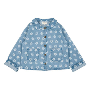 Louis Louise - Geblümte Braune Jeansjacke | Hellblau