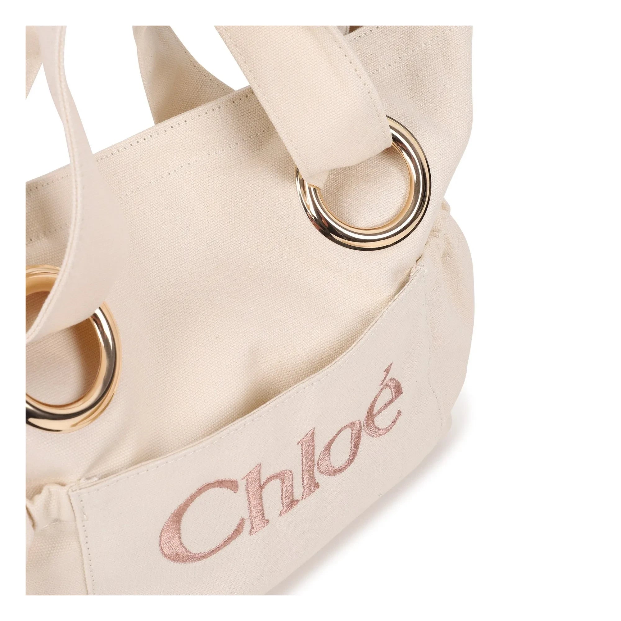 Chloé – Tragetasche aus Bio-Baumwolle mit Logo | Chalk