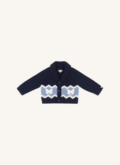 Donsje - Kwinten Polar Bear Cardigan aus Merinowolle | Marineblau