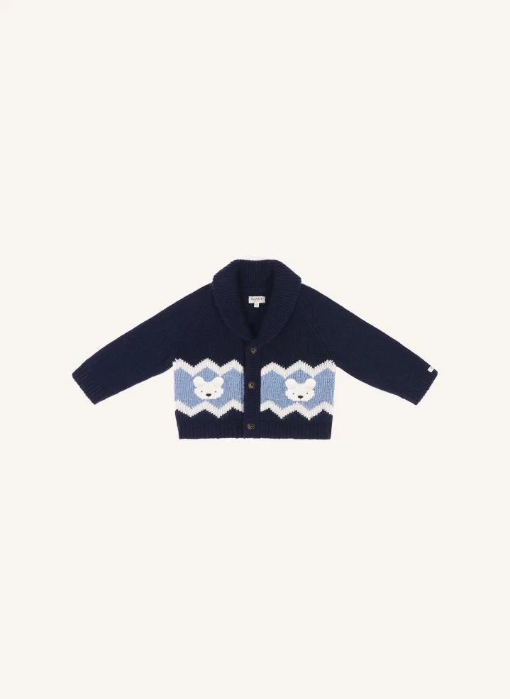 Donsje - Kwinten Polar Bear Cardigan aus Merinowolle | Marineblau