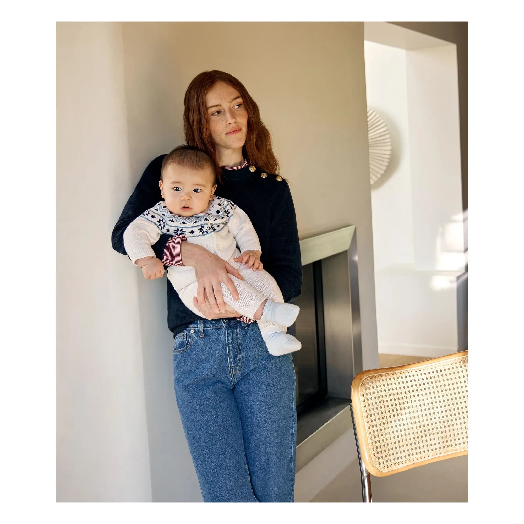 Petit Bateau - Strickjacke und Hose aus Wolle | Ecru