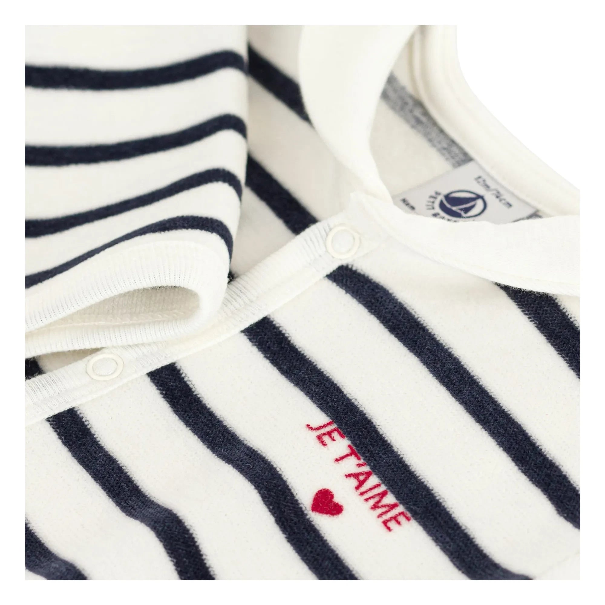 Petit Bateau - Pyjamas Dors Bien Marinière Organik Pamuk | Beyaz
