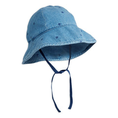 Mini Rodini - Gepunktete Denim-Mütze aus Bio-Baumwolle | Blau