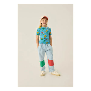 The Campamento - Geripptes T-Shirt Blumen | Azurblau